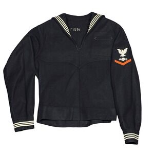US Navy Wool Crackerjack Sailor Jumper Mens Medium Blue Vtg Dress Blue Uniform